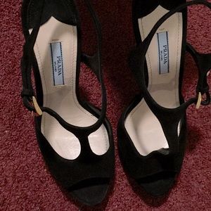 Prada Black Suede Heels